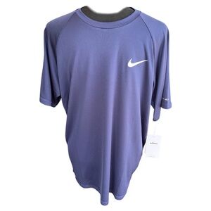 Nike Swim Shirt Size Medium NWT Blue Dri-FIT UPF 40 Rash Guard Short Sleeve